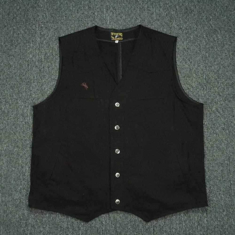 Wyoming Traders Vest Mens Extra Large Black Snap Pockets Conceal Carry Western